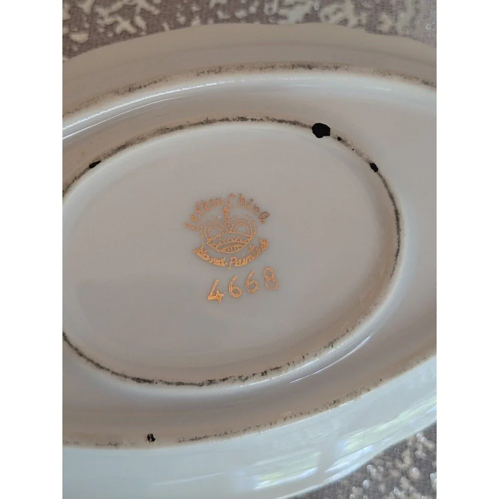 Lefton China Vtg Pink Gold Trim Floral Sugar Bowl Lid & Spoon Hand Painted 4668
